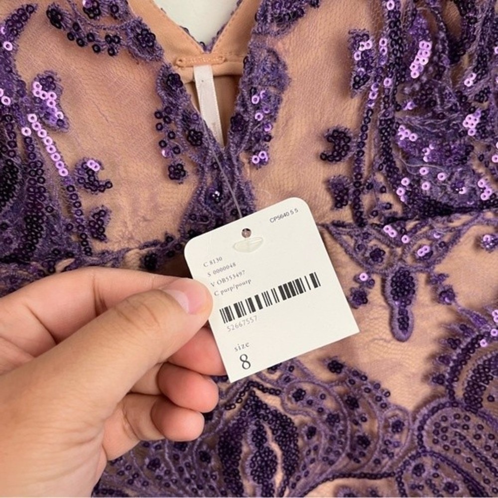 NWT Free People Purple Sequin Mini Dress Size 8 Women - Picture 7 of 12